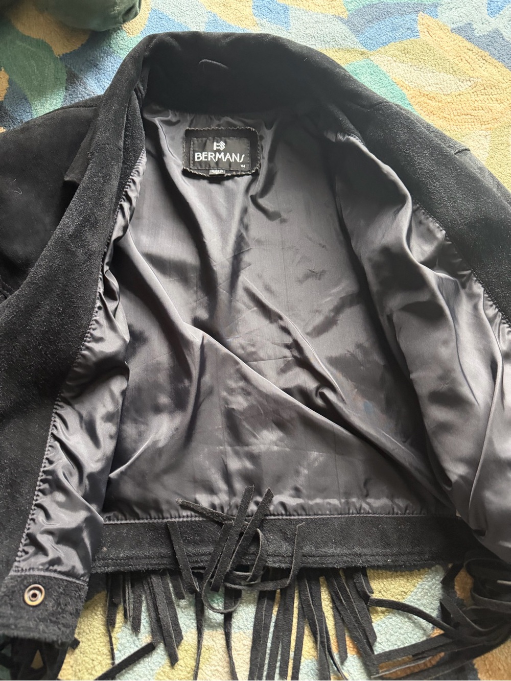 Bergmans 100% leather suede fringe black jacket large - Picture 5 of 6